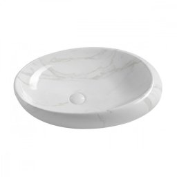 Chiuveta ceramica ovala Sapho DALMA 68x44 cm, marmura alba