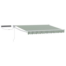 Marchiza electrica retractabila verde/alb 3,5 x 2,5 m cu panou solar