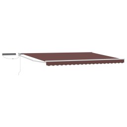 Marchiza electrica retractabila 5x3 m maro si alb, cu telecomanda si panou solar