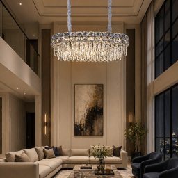 Candelabru din cristal LUCENT Regalis, 28xE14, auriu, 85x35 cm, reglabil