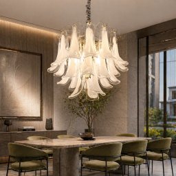 Candelabru din cristal LUMIERE Magno, 7xE14, D 60 cm, alb, reglabil