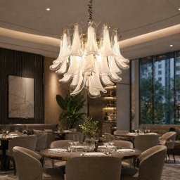 Candelabru din Cristal LUMIERE Regalis, 17xE14, D80 cm, alb, reglabil