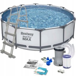 Piscina cu cadru metalic Bestway 366x100 cm, 9150 l, cu pompa si scara