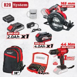 Set scule cu acumulator Raider Pro R20, 2 masini, 2Ah + 4Ah