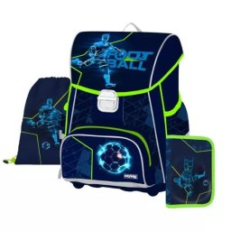 Set ghiozdan școlar Premium One cu model fotbal - 3 piese