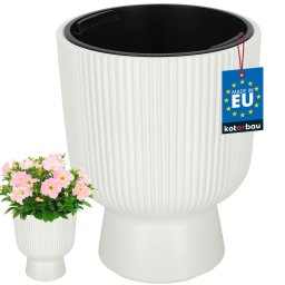 Ghiveci tip cupă striat cu inserție alb 23,9 cm