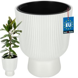 Ghiveci tip cupă striat cu inserție alb 39 cm