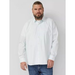 s.Oliver Big Sizes, Camasa barbati big sizes, cu guler Kent si imprimeu cu dungi, Slim Fit, Alb (SELECTATI MARIMEA: 3XL)
