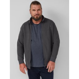 s.Oliver Big Sizes Bluza de trening barbati big sizes, cu fermoar si croiala Regular Fit, Gri inchis (SELECTATI MARIMEA: 4XL)