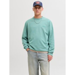 Jack & Jones Bluza barbati, Relaxed fit, cu decolteu la baza gatului, Verde deschis (SELECTATI MARIMEA: M)