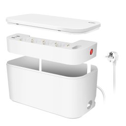 PRELUNGITOR LOGILINK, Schuko x 5, conectare prin Schuko (T), cutie management cabluri, 16 A, 2xUSB-A, 1xUSB-C, protectie IP20, alb, LPS281U (timbru verde 2 lei)