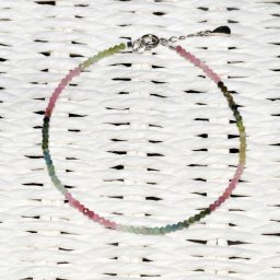 Bratara turmalina multicolor pietre micro fatetate 2mm si argint 925