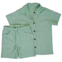 Compleu din in pentru copii,Culoare Verde Praz