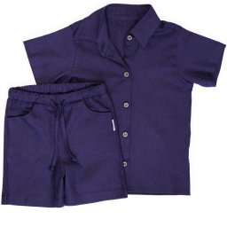 Compleu din in pentru copii,Culoare Bleumarin