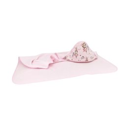 Prosop cu gluga, miminu, mare, dimensiune 100x100 cm, din bumbac si thermo fleece, materiale certificate oeko tex standard 100, design, little ballerina pink