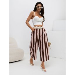 Pantaloni de damă roz deschis cu dungi