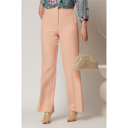 Pantaloni dama roz somon croi drept cu adaos de viscoza