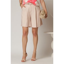 Pantaloni scurti roze din tencel cu cordon in talie