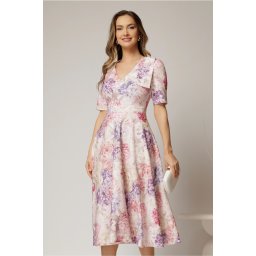 Rochie DY Fashion midi clos cu funda pe umar si print lila