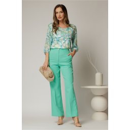 Pantaloni verde mint cu croi drept si buzunare