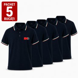 Pachet 5 tricouri polo, personalizare inclusa, JRC Aosta, Barbati, marimi la alegere, navy