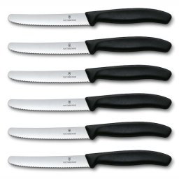 Set 6 cutite cu lama zimtata 11cm Victorinox Swiss Classic negru 6.7833.6