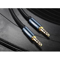 Accesorii Audio Hi-Fi CABLU audio Ugreen, "AV112" stereo (3.5 mm jack T/T), conectori auriti, 1m, braided, albastru "60179" (include TV 0.18lei) - 6957303861798