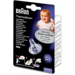 Set 40 capace de protectie pentru termometru auricular Braun, LF 40 ThermoScan, Transparent