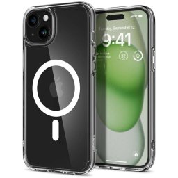 Husa SPIGEN Ultra Hybrid MagSafe - Husă telefon - compatibil cu Apple iPhone 15 - MagSafe - culoare Alb