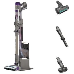 Aspirator vertical fără fir 380W, autonomie până la 70 min, tehnologie ciclonică, fără sac, recipient 0.7L, stație golire automată 2L, filtru HEPA, Flexology, gri