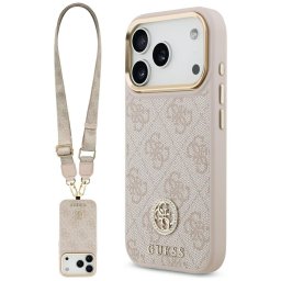 Husa Husa pentru iPhone 17 Pro Max - Guess Hardcase 4G Strass Logo & Big Strap (GUHMP17XP4G4DCSP) - Pink