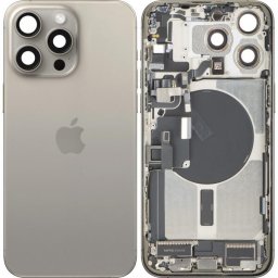 Piese si componente Capac Baterie Apple iPhone 15 Pro Max, Cu Carcasa Mijloc, Full Parts, Bej (Natural Titanium), Swap