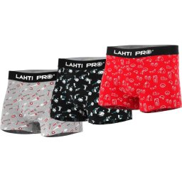 SET 3 BOXERI BARBATI CU MODEL NEGRU-GRI-ROSU - M