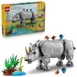 Set de construcție LEGO Creator 31171 Animale salbatice: Rinocer maiestuos cu pasari