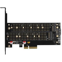 Adaptor Axagon PCEM2-D, PCI-E 3.0 4x - DUAL M.2 SSD (NVMe + SATA), Voltaj Dual, SSD pana la 110 mm