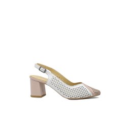 Pantofi decupați eleganți Dogati roz cu cu alb, din piele naturală cu model perforat MIR991-38 EU