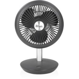 Ventilator Portabil cu Acumulator, 4 Viteze, Incarcare USB, Putere 5W, Diametru 18 cm, Zilan