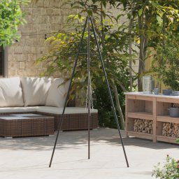 Tripod pentru gatit la foc de tabara de 190 cm înaltime din otel GartenMobel Dekor