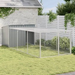 Cusca caine cu tarc antracit 153x396x110 cm otel galvanizat GartenMobel Dekor