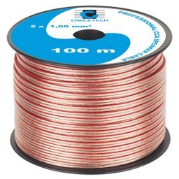 Cablu difuzor CCA 2x1,0 mm transparent, rola 100 m Cabletech