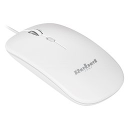 Mouse cu fir Rebel WDM210, 1200 DPI, 4 butoane, alb, cablu 1,2 m