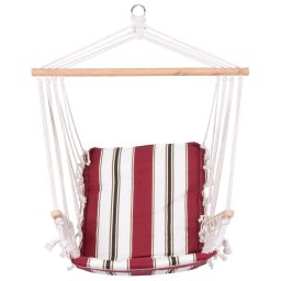 Scaun suspendat de gradina Craig, tip balansoar, rosu, bumbac, 150 kg