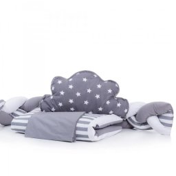 Lenjerie pentru patut bebe MyKids 6 piese Gray-White 120x60 cm