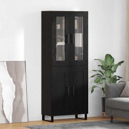 Bufet 2 pcs Stejar Negru Lemn Stratificat si Sticla GartenMobel Dekor