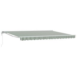 Marchiza retractabila electrica verde-alb 4x3 m, semi-casetata pentru terasa