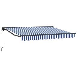 Marchiza retractabila electrica albastru si alb 3,5 x 2 m, semi-casetata