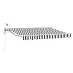 Marchiza electrica retractabila semi-casetata 3,5 x 2 m, antracit si alb