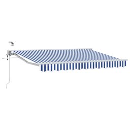 Marchiza electrica retractabila albastru-alb 3 x 2,5 m, semi-casetata