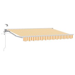 Marchiza electrica retractabila galben-alb 3 x 2,5 m semi-casetata