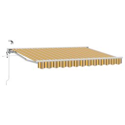 Marchiza electrica retractabila semi-casetata 3 x 2,5 m, galben-gri-alb